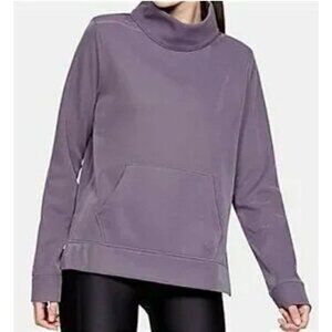 Under Armour Womens XL Fleece Pullover Purple Shiny Sweatshirt ColdGear Mock